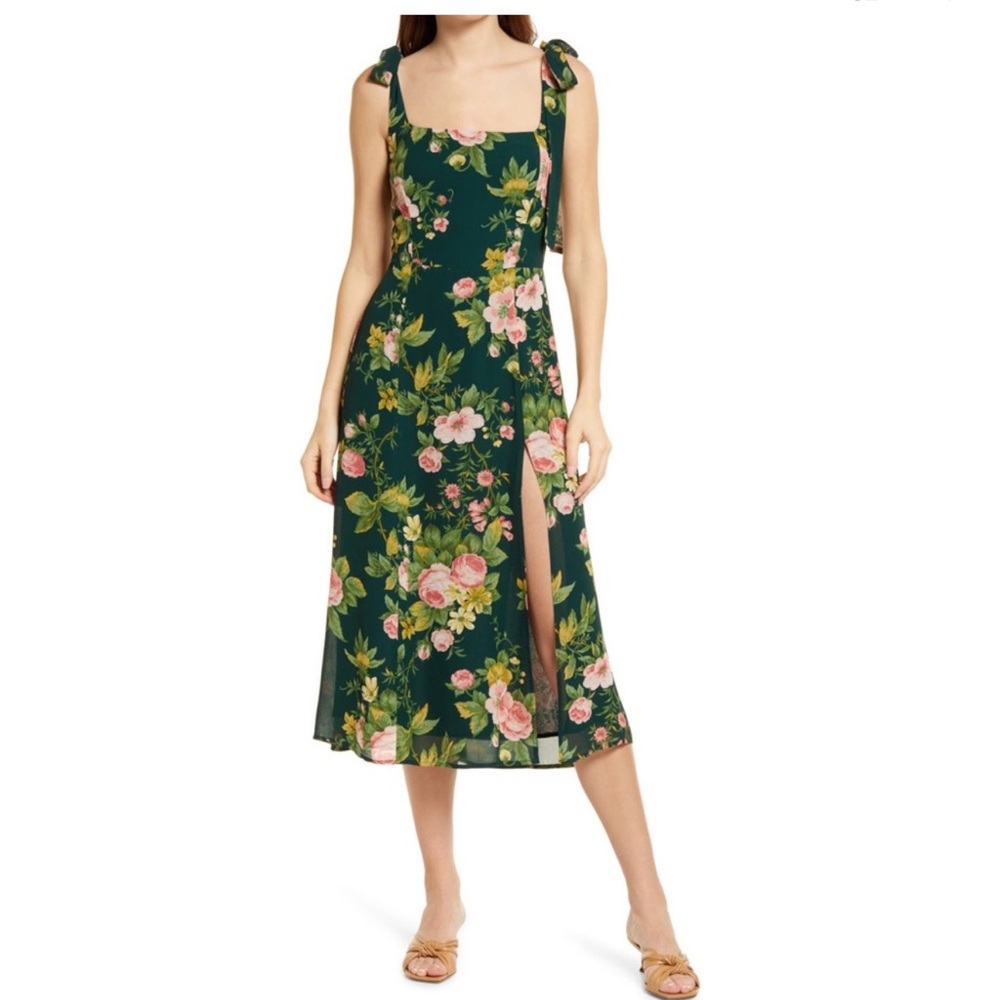 Reformation Twilight Tie Shoulder Midi Dress in Belvedere